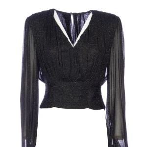 Blusa “FALENA” nera in jersey lurex