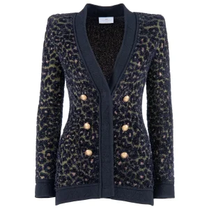 Giacca in maglia “LULU” maculata e bottoni dorati