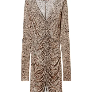 Abito corto a stampa animalier con drappeggio