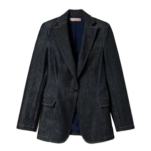 Giacca blazer in denim scuro