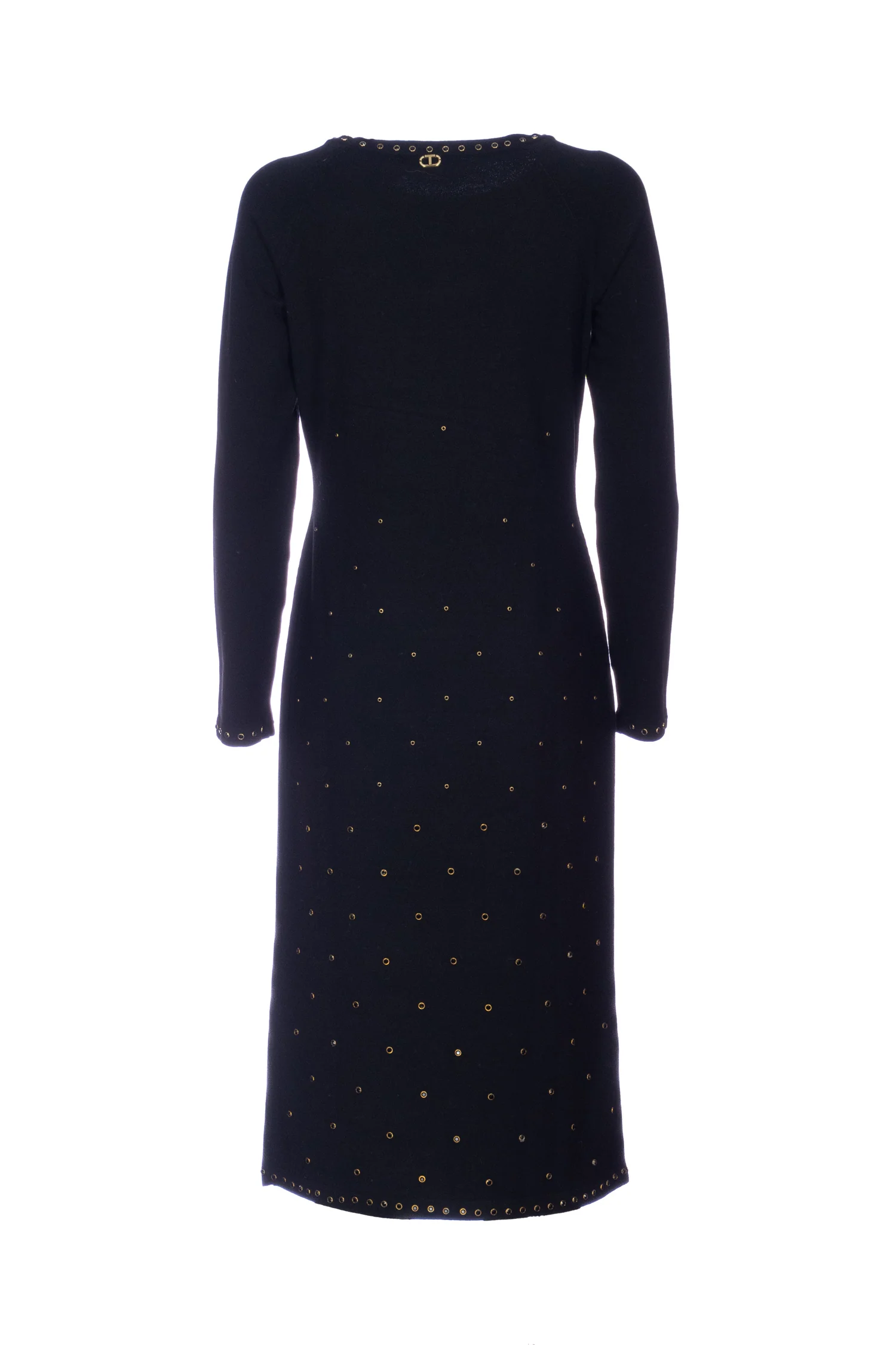 Abito longuette nero in maglia con borchie - immagine 3
