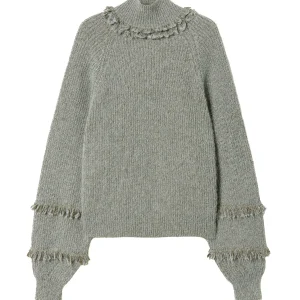 Maglia verde salvia in misto mohair e alpaca lurex