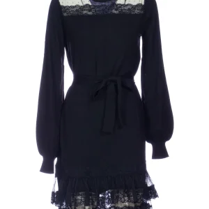 Abito corto nero con tulle e pizzo