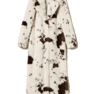 Cappotto lungo bicolore in faux fur