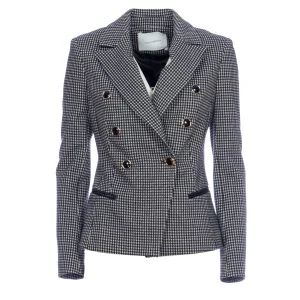 Blazer regular doppiopetto in fantasia pied de poule