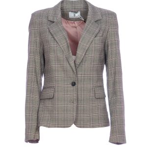 Blazer regular monopetto in tessuto Principe di Galles