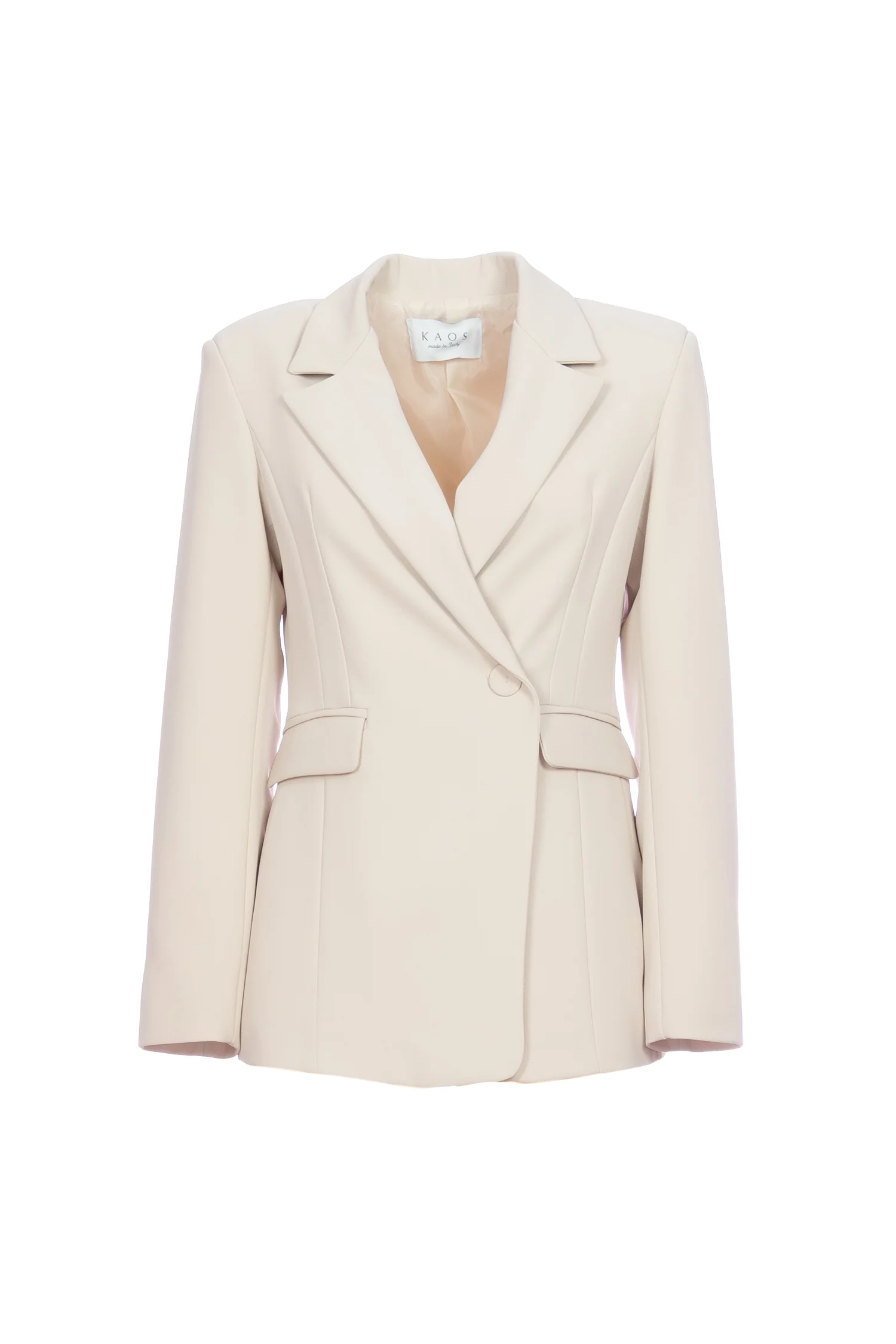 Giacca blazer doppiopetto avena in crêpe - immagine 2