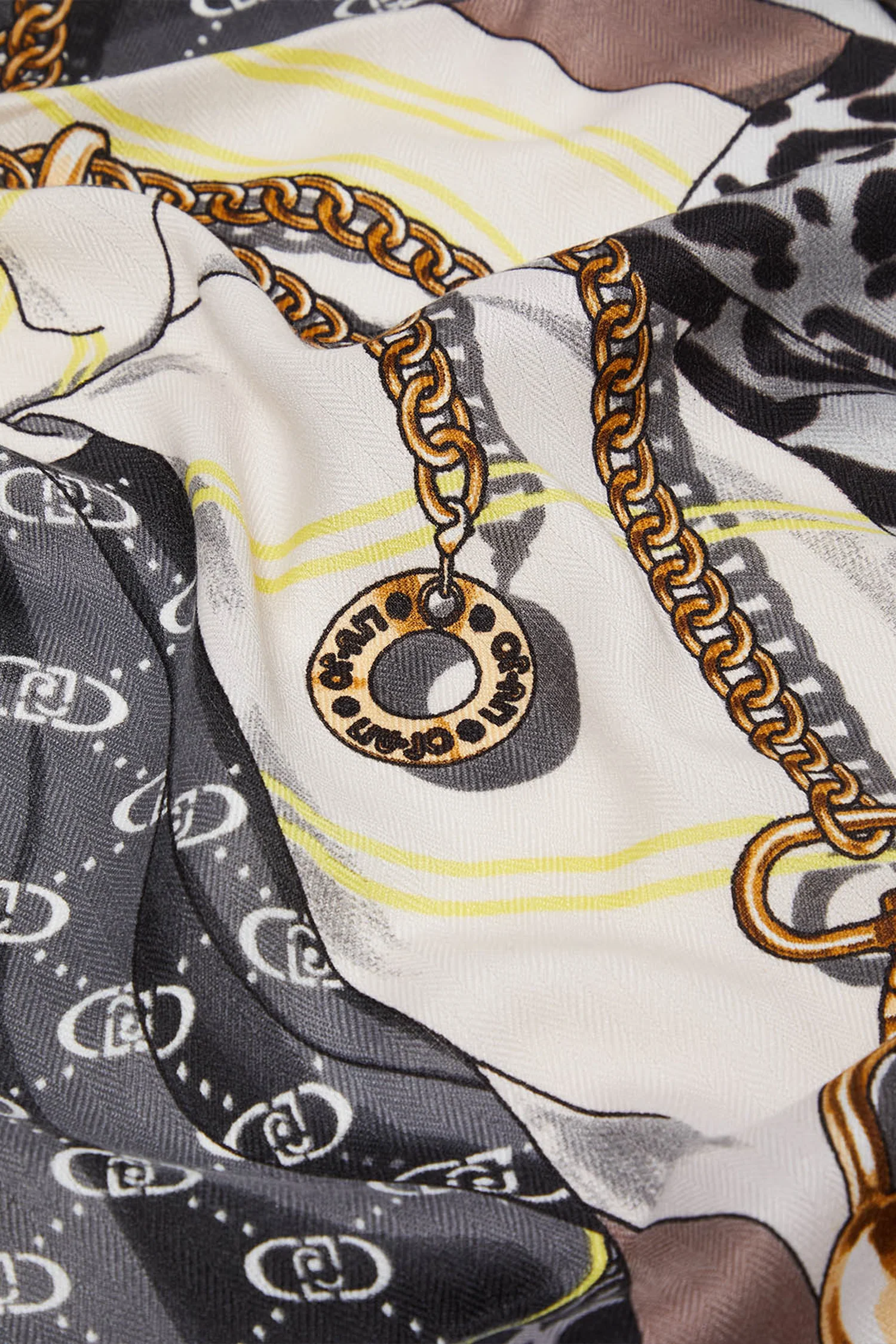 Foulard grigio ghiaccio con stampa grafica e logo - immagine 3