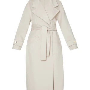 Cappotto grigio in misto lana con cintura