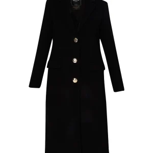 Cappotto slim nero in panno di misto lana