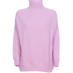 Maglia a collo alto “Masolino” rosa in misto lana
