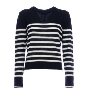 Maglia “Mochu” a righe bianche e nere in lana e cashmere