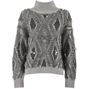 Maglia a collo alto “Muccino” grigia con motivo geometrico