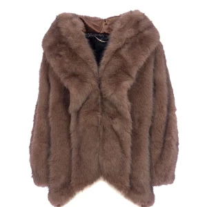 Ecopelliccia “Penny” nocciola con cappuccio