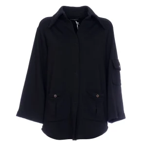 Giacca caban nera con piping a contrasto