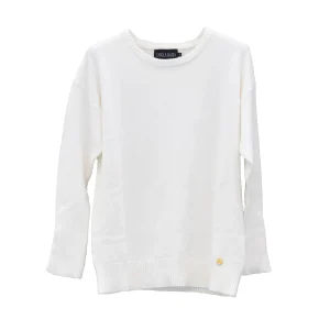 Maglia girocollo panna con bottoni decorativi