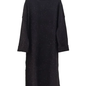 Abito lungo nero in maglia con micropaillettes
