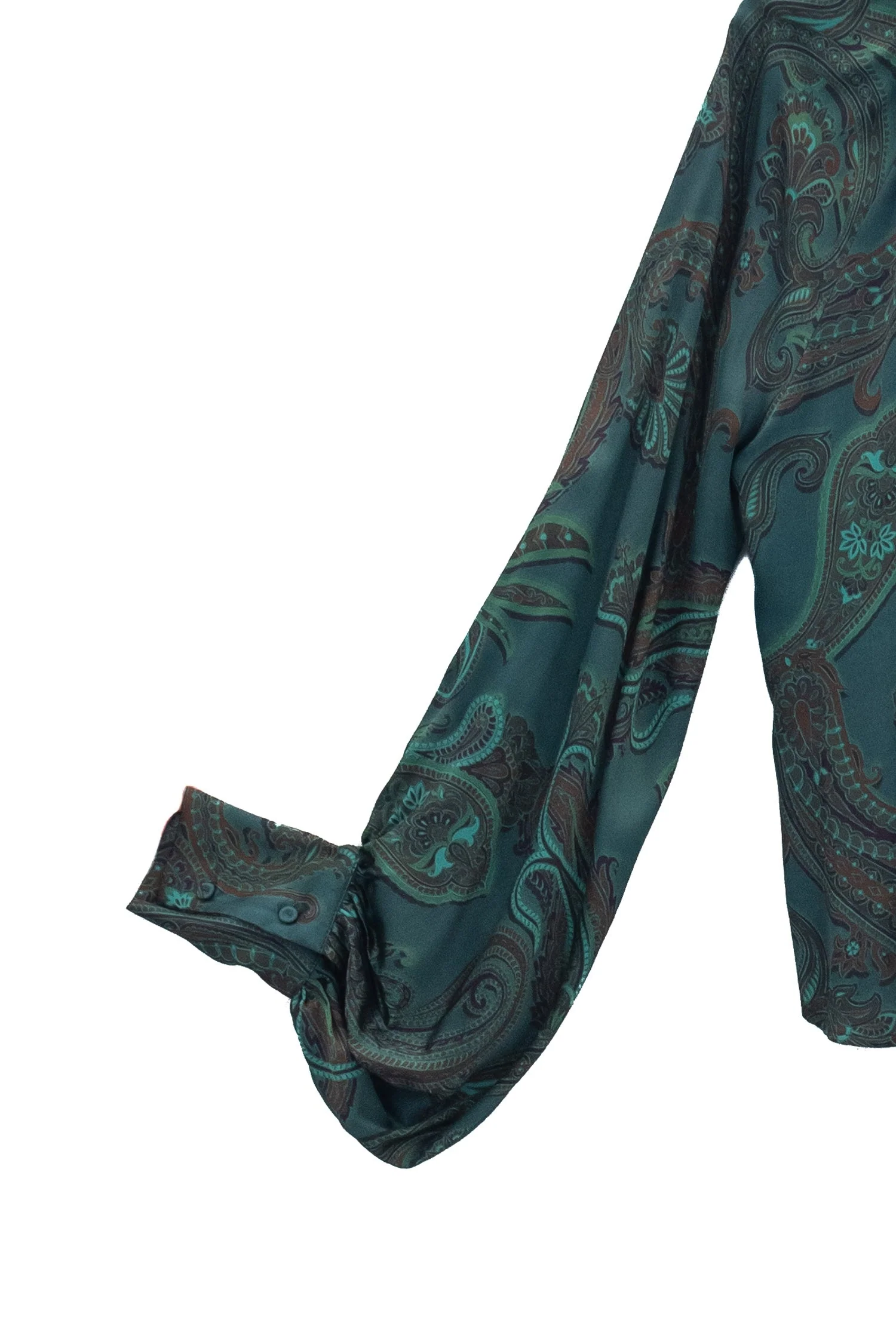 Camicia verde con stampa paisley e maniche a sbuffo - immagine 4