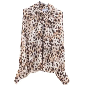 Camicia Animalier con Collo a Foulard