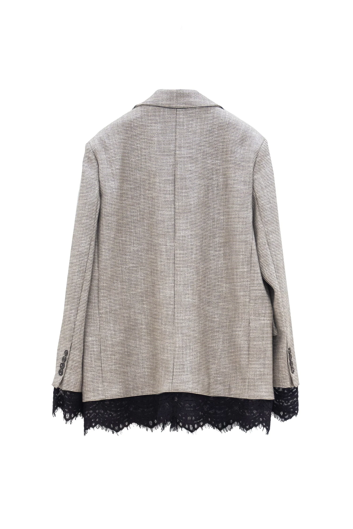 Giacca in Pied de Poule con Dettagli in Pizzo e gioiello - immagine 3