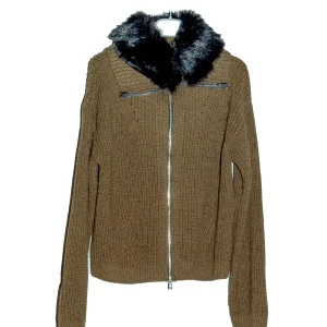 Bomber Verde con Collo in Pelliccia