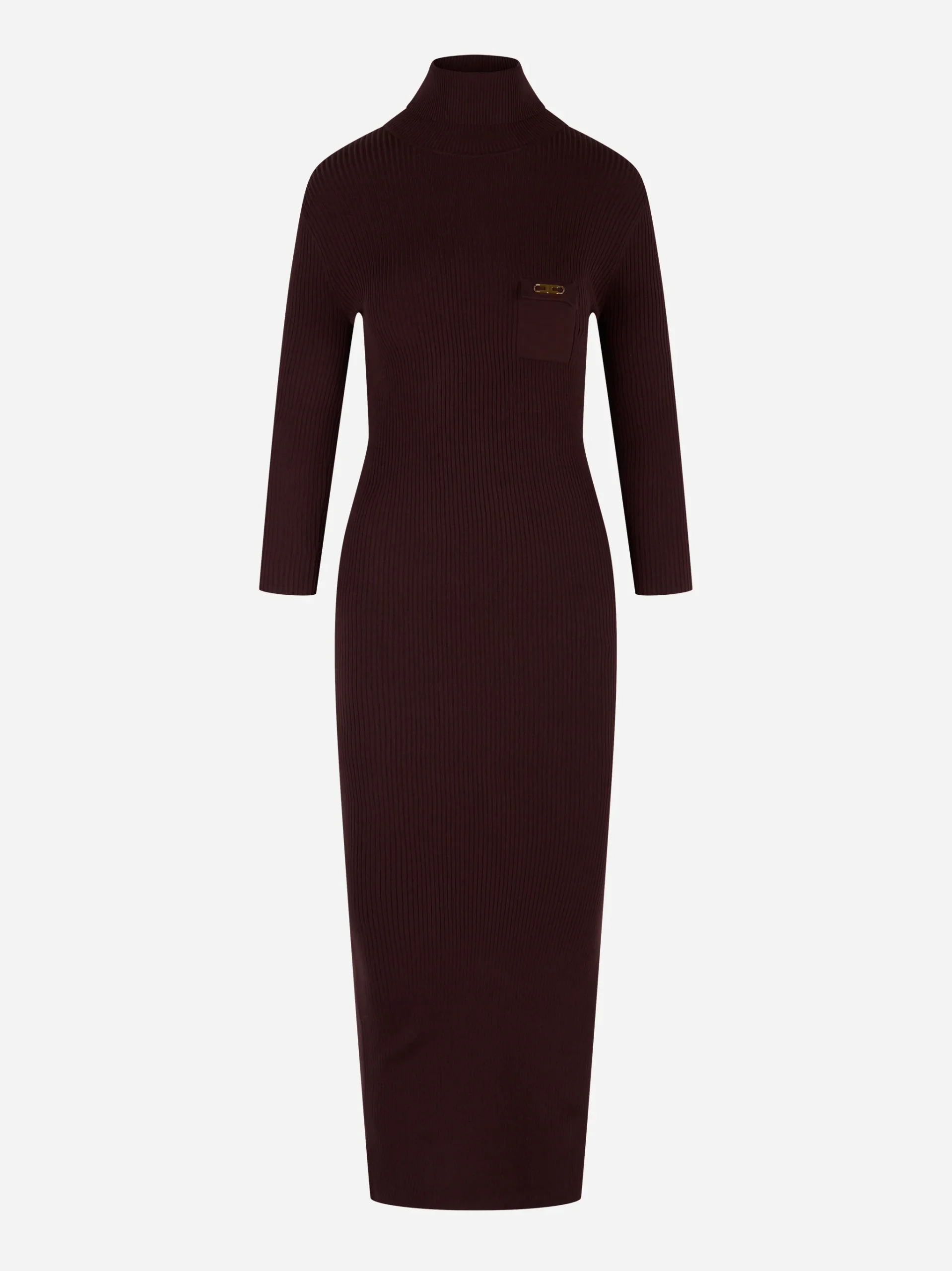 Abito in maglia a costine con taschino Bordeaux - immagine 2