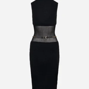 Abito in maglia con cintura Nero