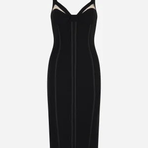 Abito in crepe leggero con tulle Nero