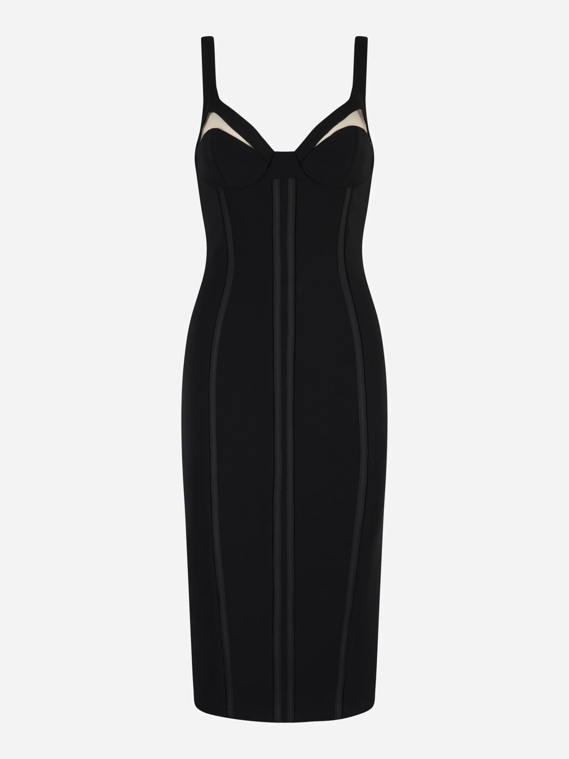 Abito in crepe leggero con tulle Nero