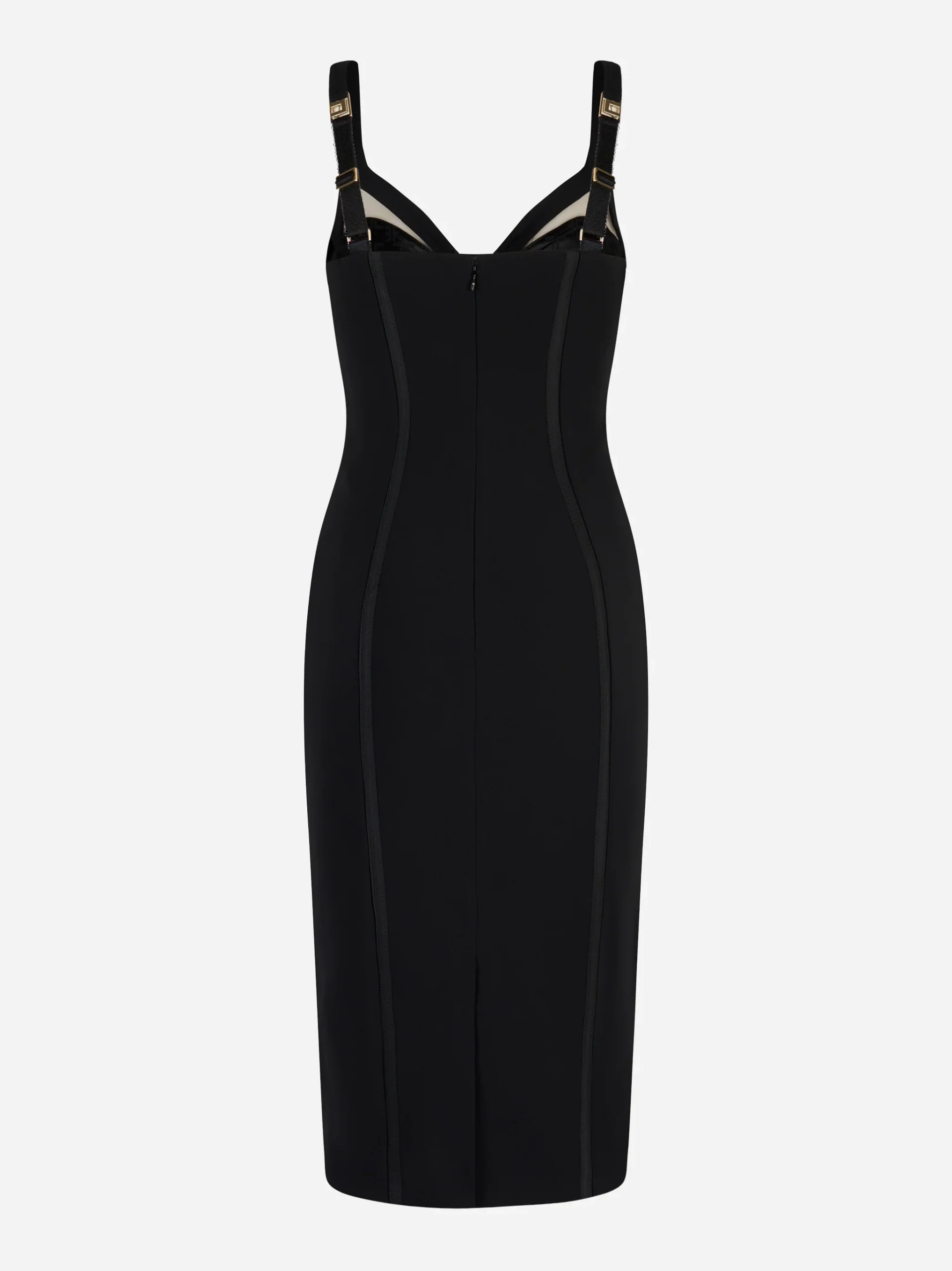 Abito in crepe leggero con tulle Nero - immagine 6