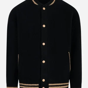 Bomber in cashmere e seta Nero