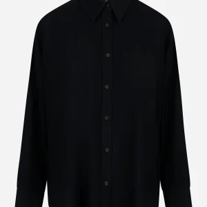 Camicia over nera in levantina di viscosa Nera