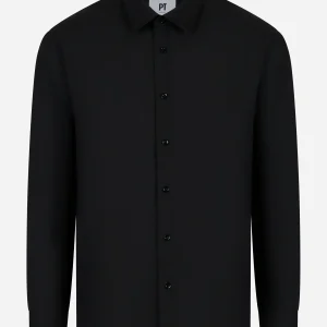 Camicia regular in fresco lana Nera