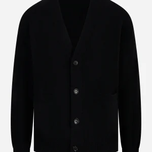 Cardigan in lana merinos e cashmere Nero