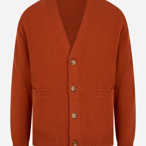 Cardigan in lana merinos e cashmere Arancione