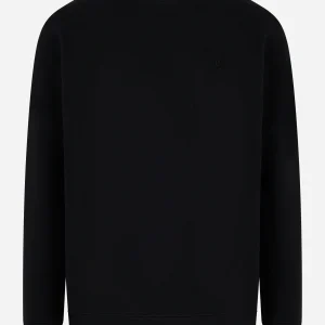 Felpa girocollo regular in cotone Nera