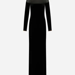 Abito Red Carpet in velluto e jersey Nero