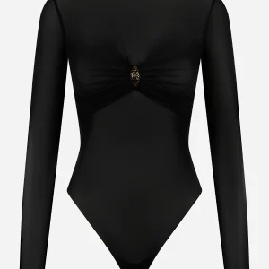Body in jersey con dettaglio gioiello Nero