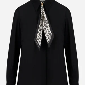 Camicia in georgette con foulard Nero