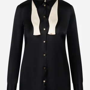 Camicia in raso di seta con papillon Nera