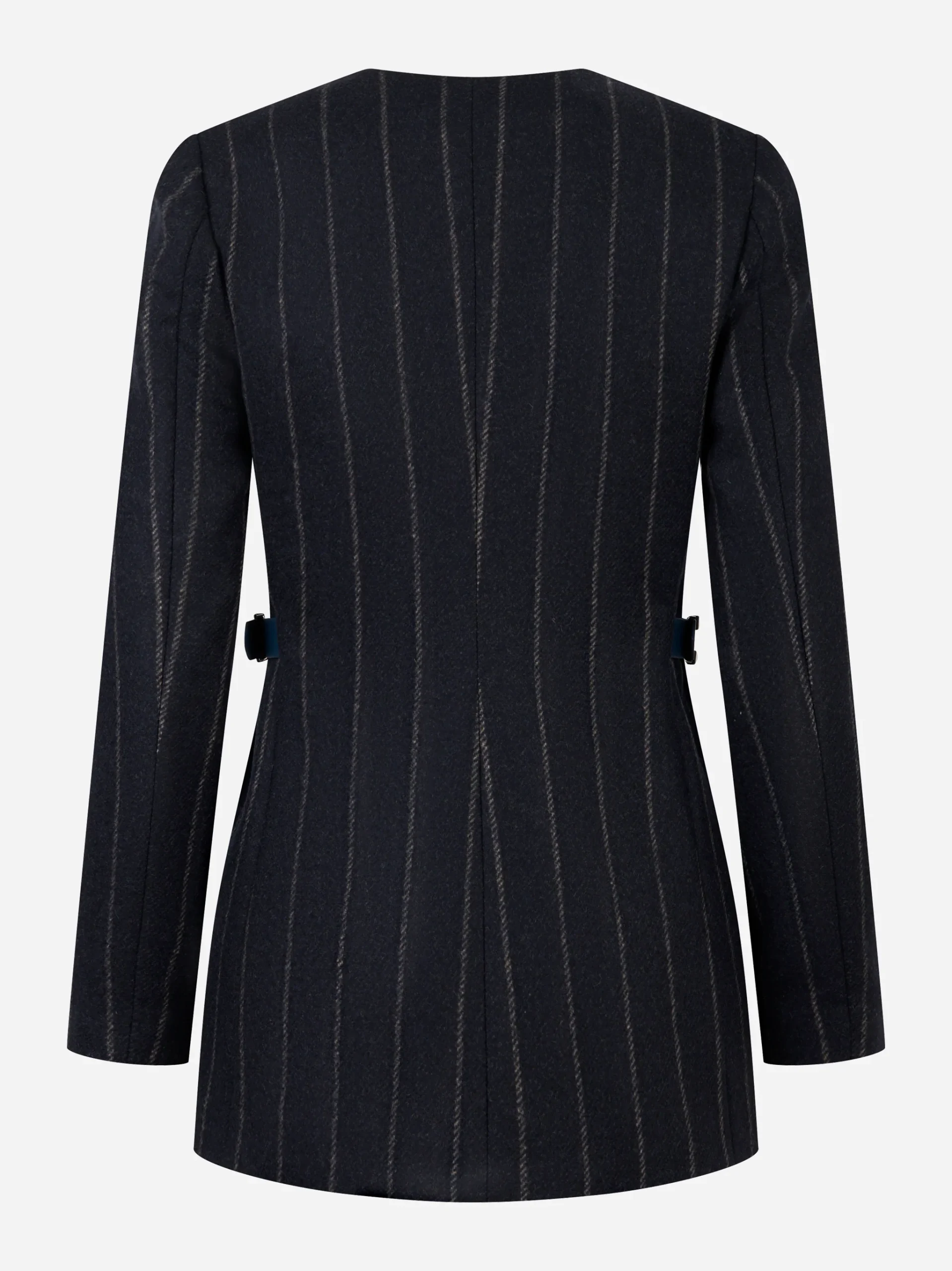 Cappotto gessato in panno di lana Blu - immagine 3