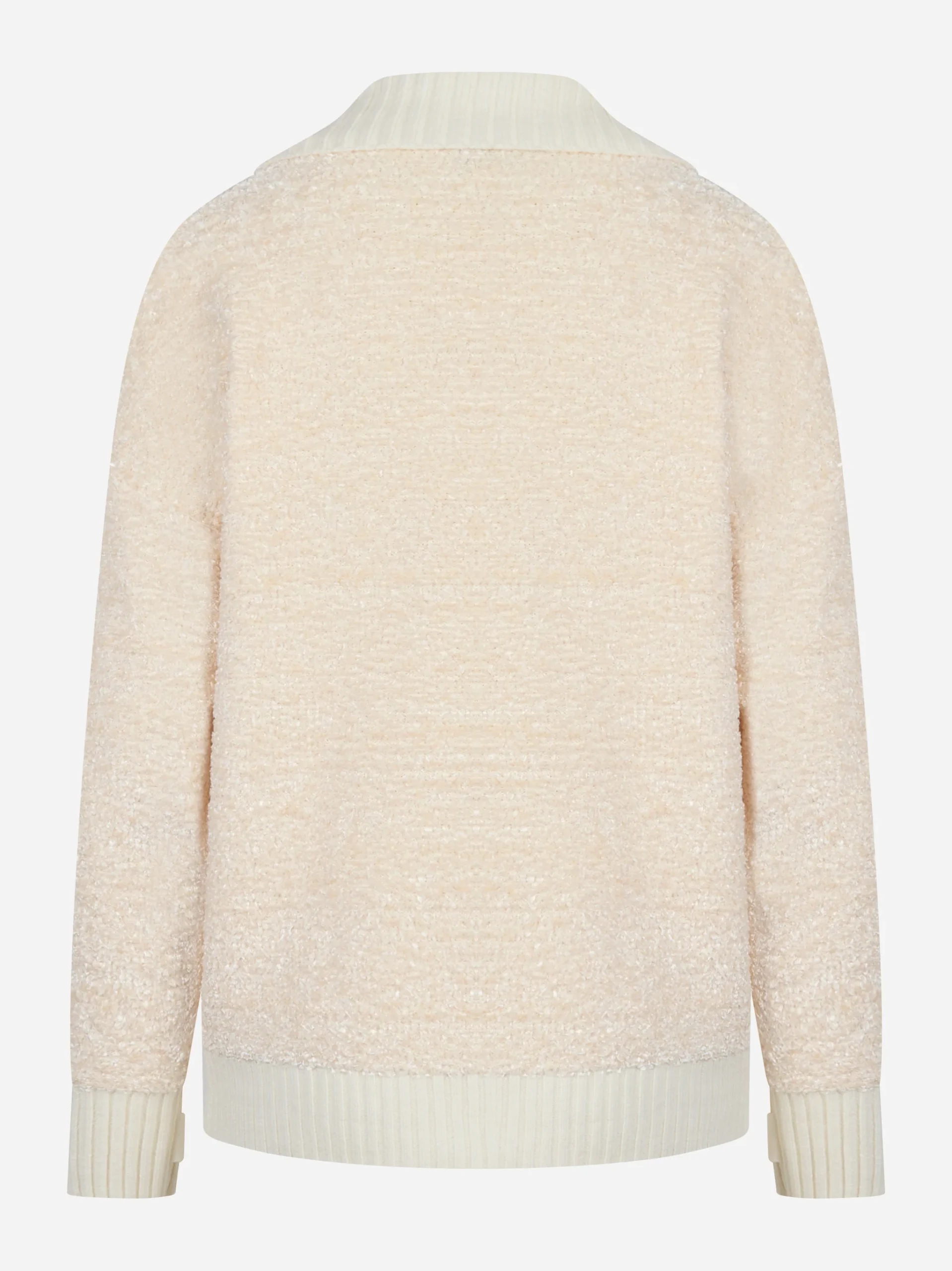 Cardigan in ciniglia bouclé con bottoni gioiello Bianco - immagine 7