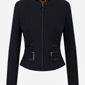 Giacca in doppio crepe con dettagli zip Nera