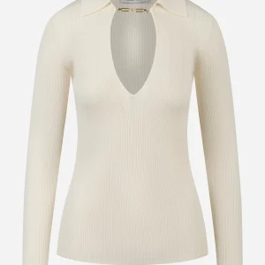 Maglia a costine con dettagli a jour Bianca