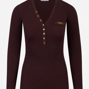 Maglia a costine con taschino Bordeaux