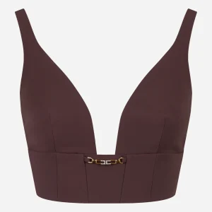 Top in crepe con dettaglio gioiello Bordeaux