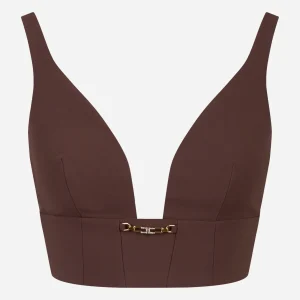 Top in crepe con dettaglio gioiello Marrone