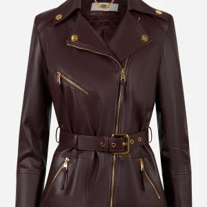 Giacca biker in pelle Bordeaux