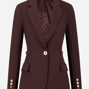 Giacca in crepe leggero con dettagli gioiello Bordeaux