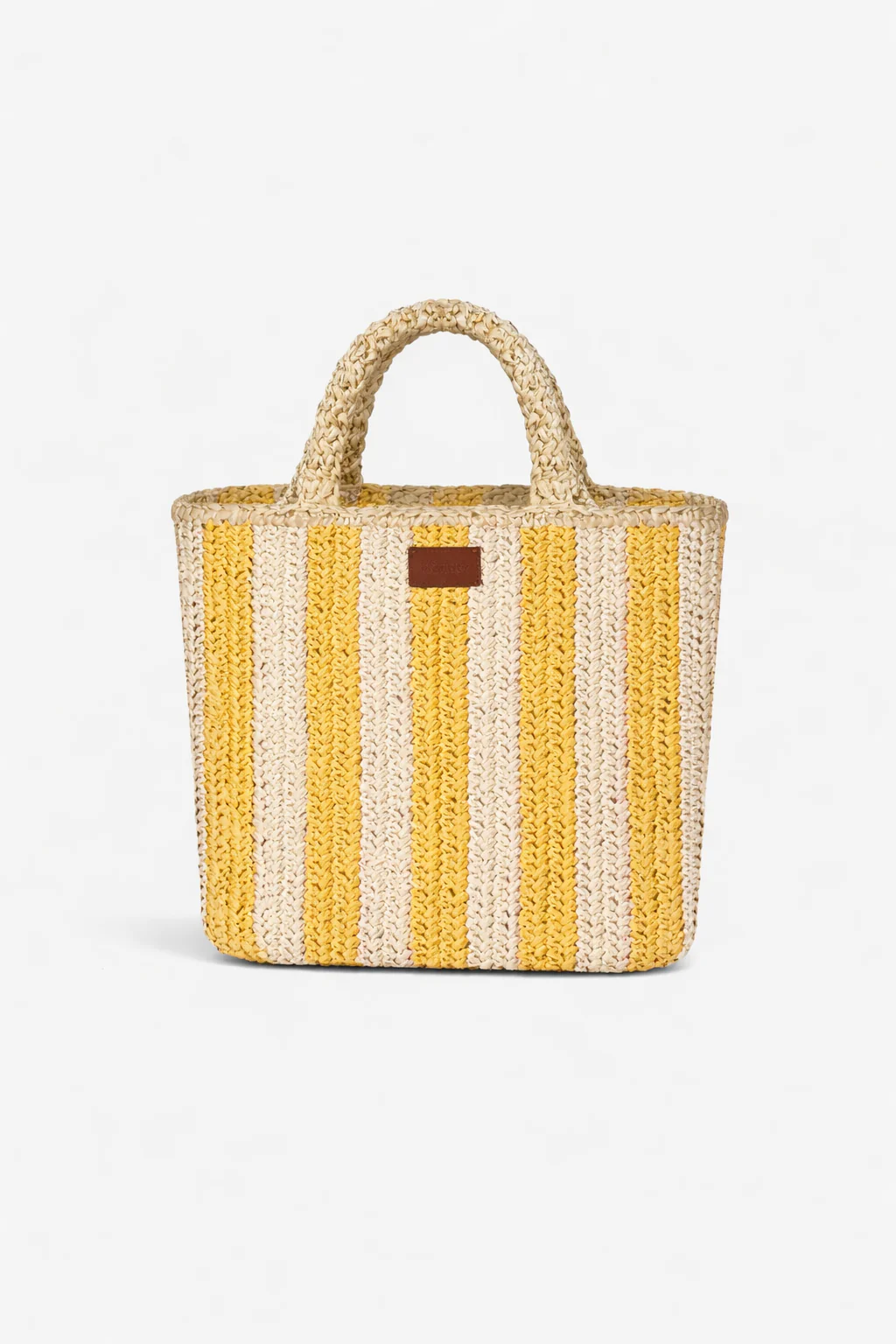 Borsa a Mano in Rafia - Righe gialle - immagine 3